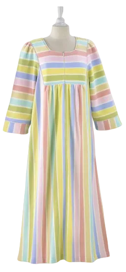 Candy Striped Fleece Muumuu Loungewear E10527  Comfort Clothing Store