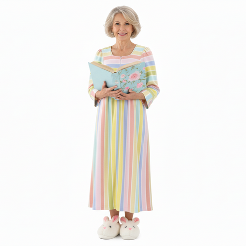 Candy Striped Fleece Muumuu Loungewear E10527