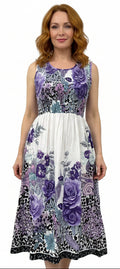 Floral Purple and White Dress EA7012