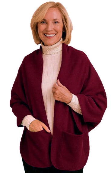 Adorable Soft Multi-Functional Pocketed Scarf-Shaw Burgandy Warm Fleece