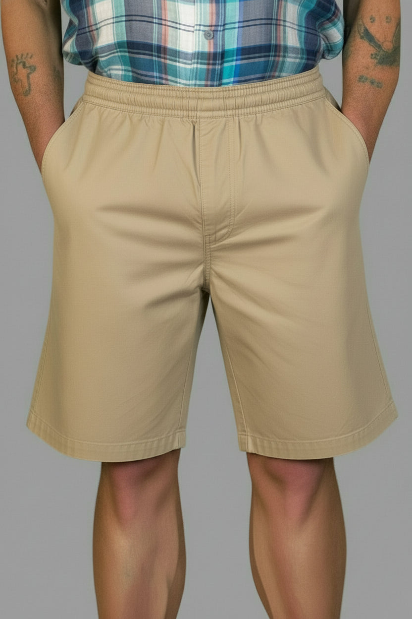 Men's Elastic Waist Shorts Khaki
