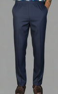 Men's Elastic Waist Pants No Fly Navy Blue
